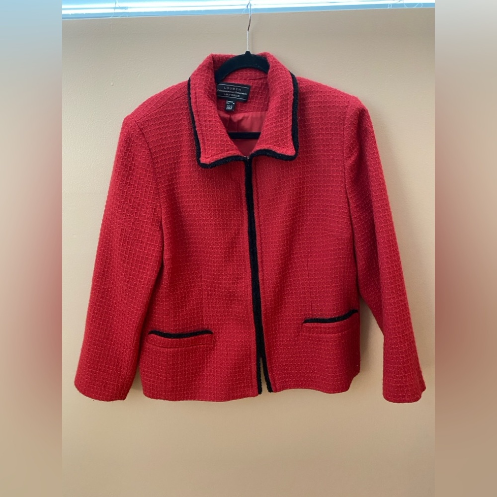 Louben Red Blazer with Black Accents